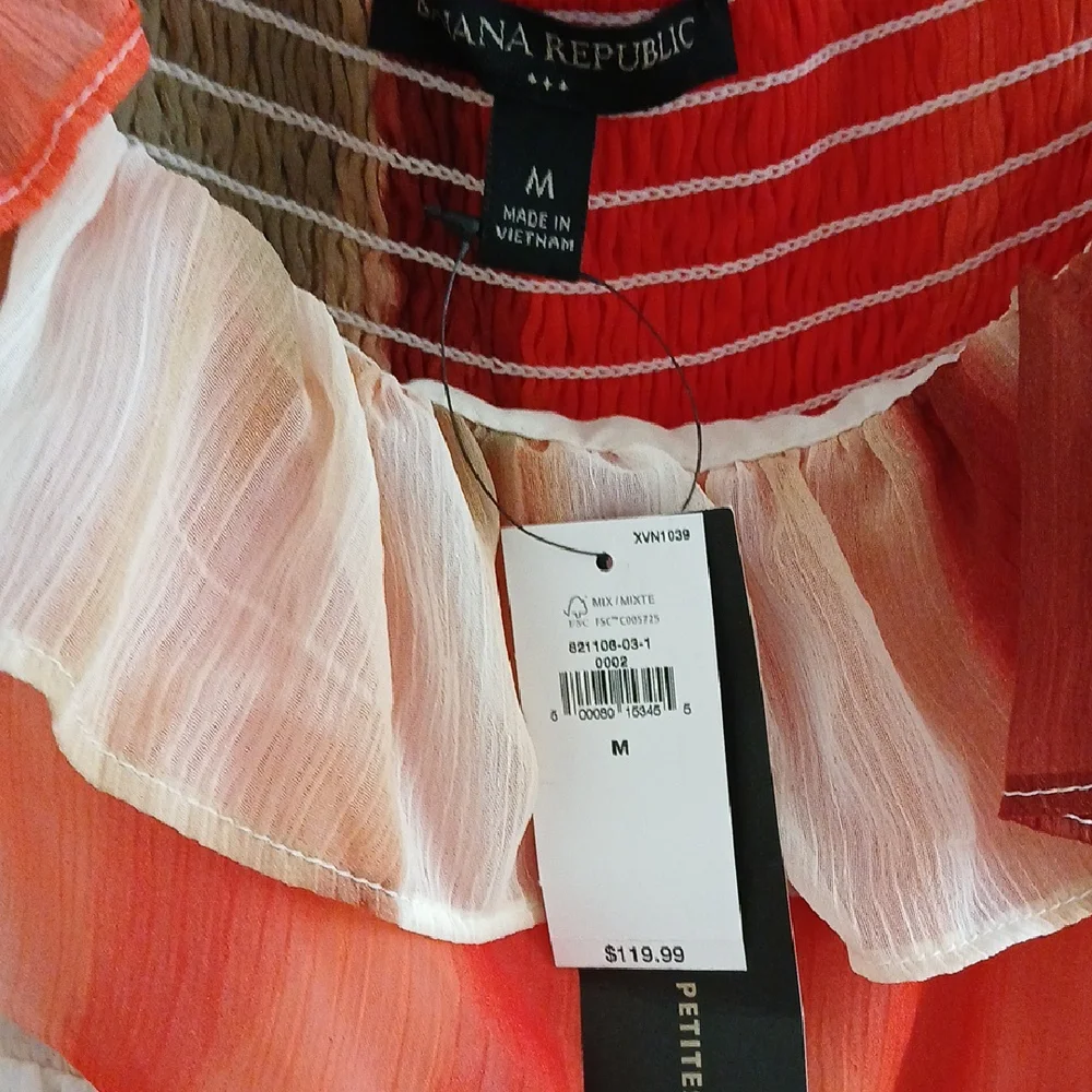 Banana Republic Red and White Ruffle Dress